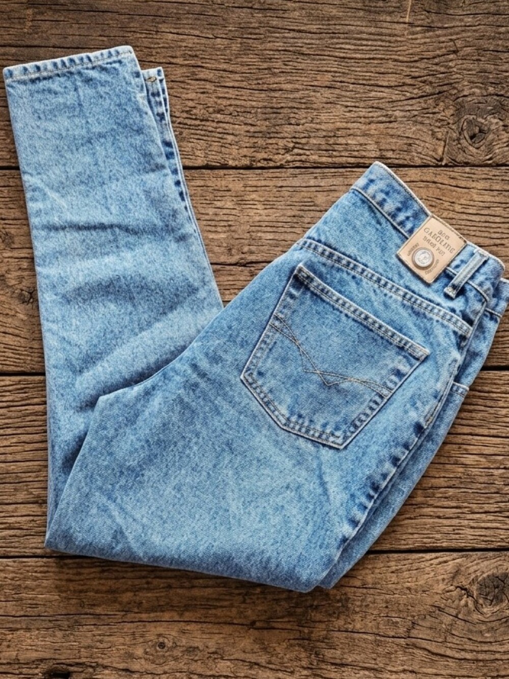 VTG District Gasoline High Waisted Tapered Ankle Slit Mom Jeans - 34 X 27